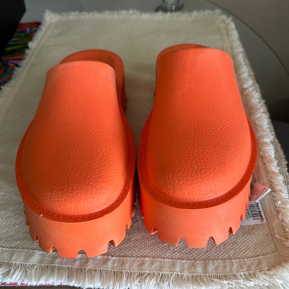 Jeffrey Campbell Bae Platform Orange Slip-On Clogs Rubber Chunky Mule - Picture 9 of 12